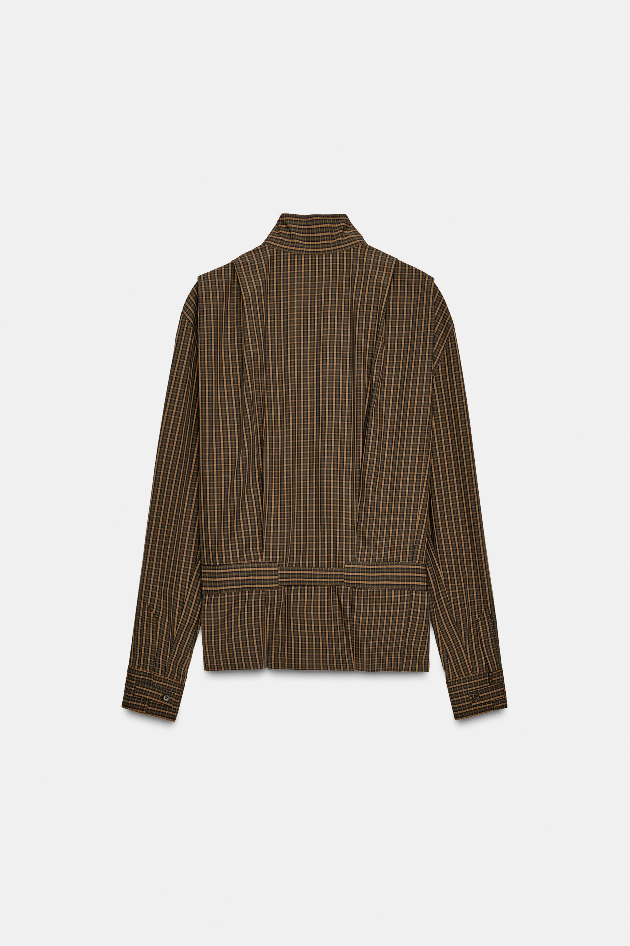CHEMISE EN COTON À CARREAUX AVEC NŒUD ZW COLLECTION